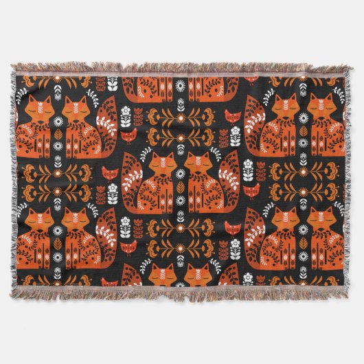 Folk Art Fox en Hen Deken (Voorkant)