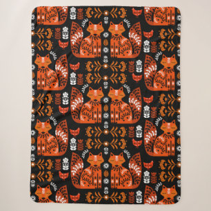 Folk Art Fox en Hen Sherpa Deken