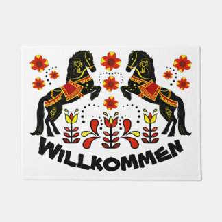 Folk art Friesian/Frisian Welcome/Willkommen red Deurmat