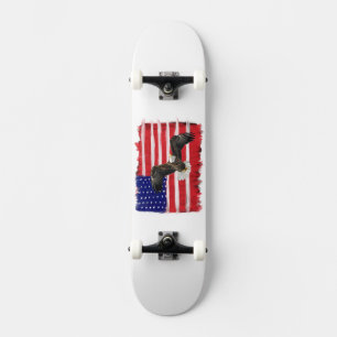 Folk Art gekleurde vlag en adelaar Skateboard