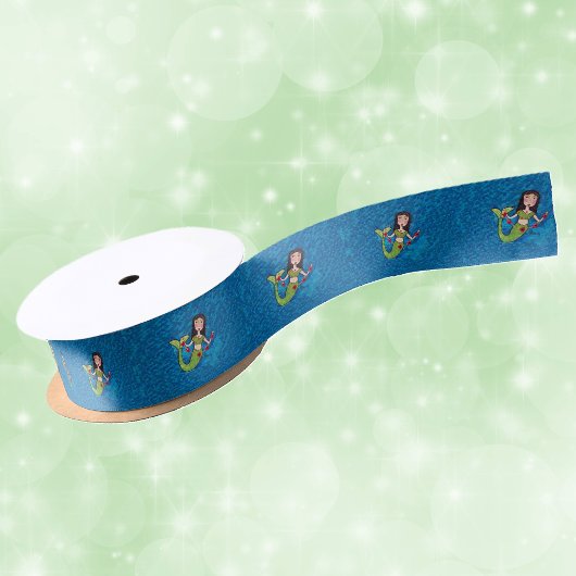 Folk Art Green Mermaid String of Red Hearts Lint