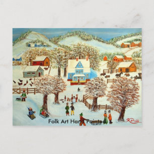 Folk Art Hand Painted Briefkaart