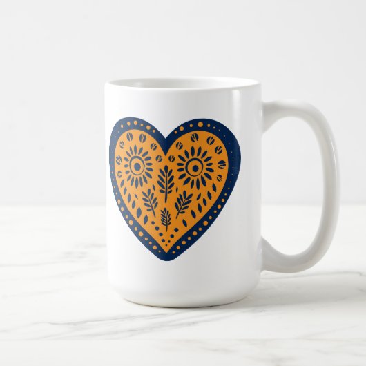 Folk Art Heart Koffiemok (Rechts)