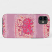 Folk Art Heart met bladeren en bloemen Case-Mate iPhone Case (Achterkant (horizontaal))
