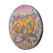 Folk Art Heart met bladeren en bloemen Dartbord (Voorkant Rechts)