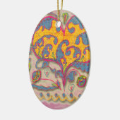 Folk Art Heart met bladeren en bloemen Keramisch Ornament (Links)