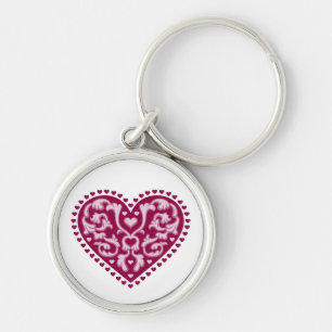 Folk Art Heart Sleutelhanger