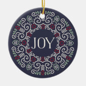 Folk Art Holiday Monogram Keramisch Ornament (Voorkant)