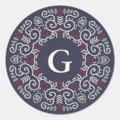 Folk Art Holiday Monogram Ronde Sticker (Voorkant)