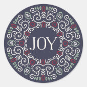Folk Art Joy Holiday Ronde Sticker (Voorkant)