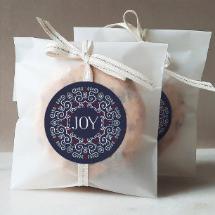 Folk Art Joy Holiday Ronde Sticker