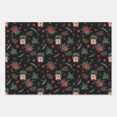 Folk Art Kerstfeestay Warm Wishes Pattern Wra Inpakpapier Vel (Voorkant 2)