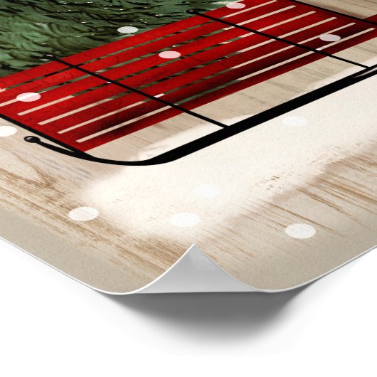 Folk Art-kerstpaard en Slaapsneeuwscand Poster (Hoek)