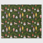 Folk Art-kerstversieringen Cadeaupapier (Vlak)