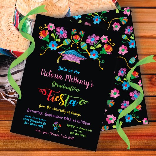 Folk Art Mexican Fiesta Afstuderen Invitation Kaart