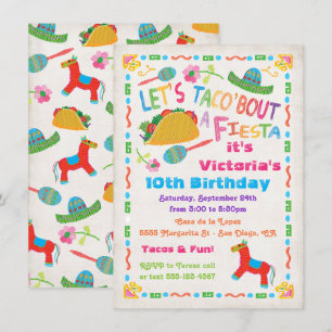 Folk Art Mexican Fiesta Birthday Party Invitation Kaart