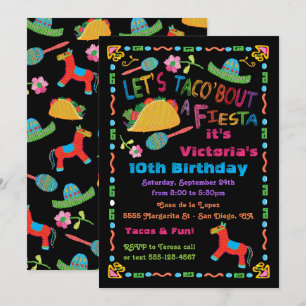 Folk Art Mexican Fiesta Birthday Party Invitation Kaart