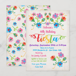 Folk Art Mexican Fiesta Birthday Party Invitation Kaart