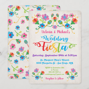 Folk Art Mexican Fiesta Wedding Invitation Kaart