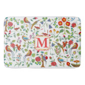 Folk Art Monogram Bloemen  Vogelbadmat Badmat (Voorkant)