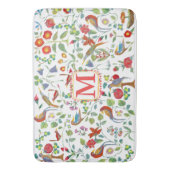 Folk Art Monogram Bloemen  Vogelbadmat Badmat (Voorkant Verticaal)