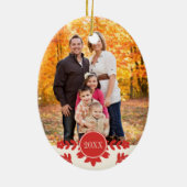 Folk Art Monogram en Fotovakantie Ornament (Achterkant)