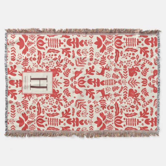 Folk Art Monogram Holiday Blanket Deken (Voorkant)