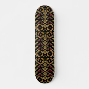 Folk Art Moth & Orchid art deco zwart Skateboard