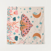 Folk Art Moths: Heldere illustratie Wandkleed (Voorkant (horizontaal))