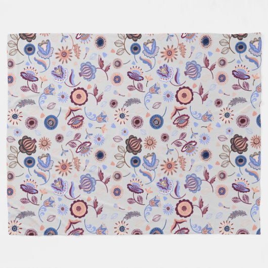 Folk Art Naadloos Patroon Fleece Deken (Voorkant (Horizontaal))