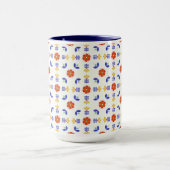 Folk Art Neon Flower Geometric Pattern Mok (Midden)