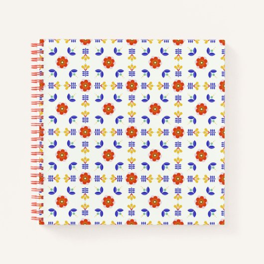 Folk Art Neon Flower Geometric Pattern Notitieboek (Voorkant)
