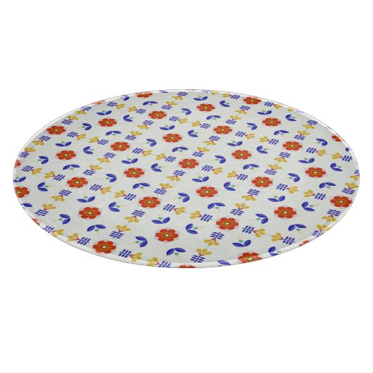 Folk Art Neon Flower Geometric Pattern Snijplank (Hoek)