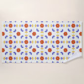 Folk Art Neon Flower Geometric Pattern Strandlaken (Voorkant)