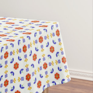Folk Art Neon Flower Geometric Pattern Tafelkleed