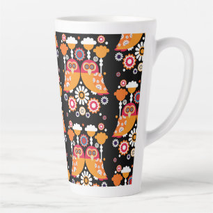 Folk Art Owl Latte Mok