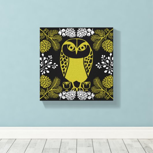 Folk Art Owl Prints (Insitu (Houten vloer))