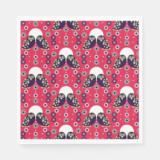 Folk Art Owl Servet (Voorkant)