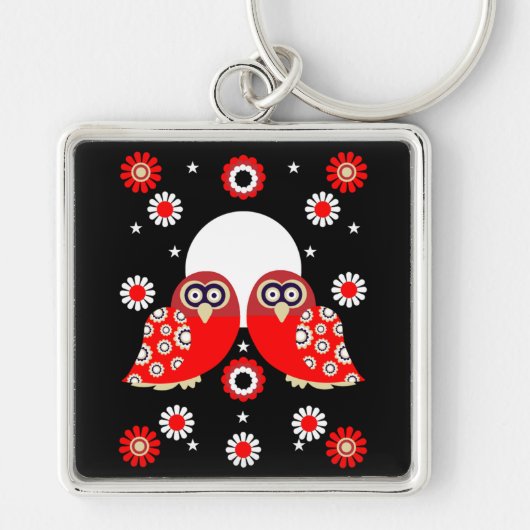 Folk Art Owl Sleutelhanger (Voorkant)