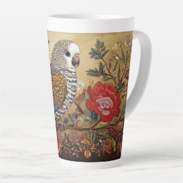 Folk Art Parkiet met bloemen Latte Mok