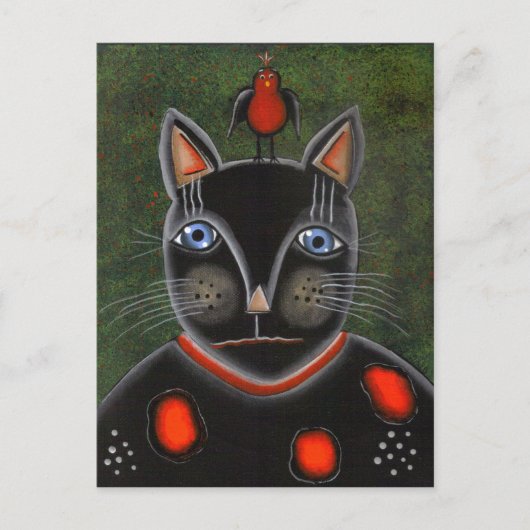 FOLK ART Party Chat par LORI EVERETT carte postale (Devant)