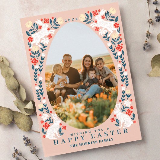 Folk Art Pasen Ei Vakantie Fotokaart