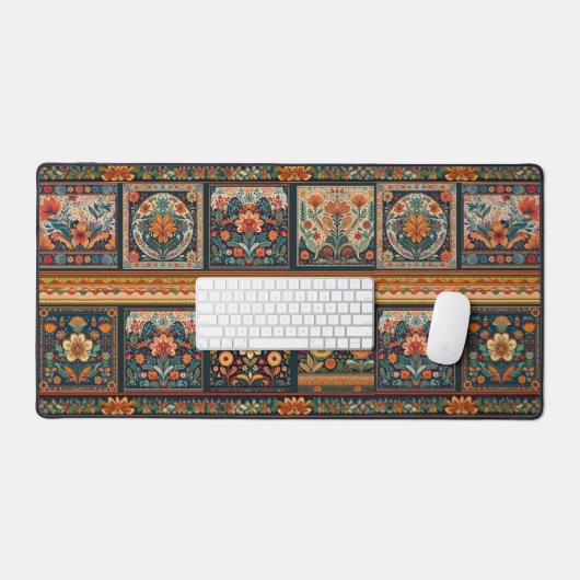 Folk Art Patchwork Desk Mat (Keyboard & Muis)