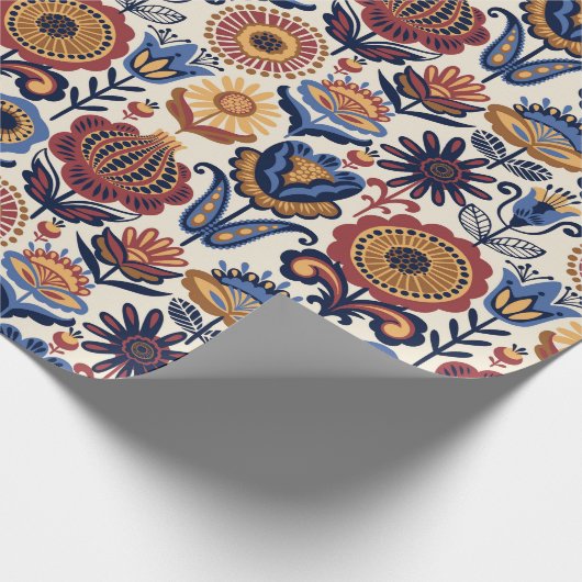 Folk Art Pattern  Cadeaupapier (Hoek)