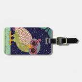 Folk Art Pattern Owl at Night Bagagelabel (Voorkant horizontaal)