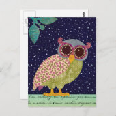 Folk Art Pattern Owl at Night Briefkaart (Voorkant / Achterkant)