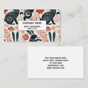 Folk Art Rabbit Florals Visitekaartje