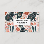 Folk Art Rabbit Florals Visitekaartje (Voorkant)