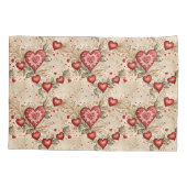 Folk Art Red Hearts Kussensloop (Achterkant)