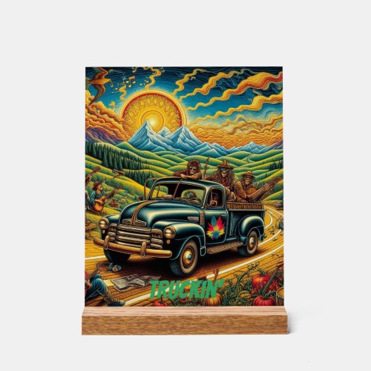 Folk Art Road Trip Acryl Bord (Voorkant)